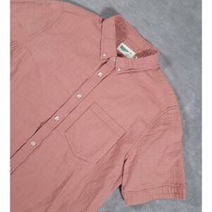 Wellen Shirt Mens Medium‎ Red Button Down Short Sleeve Organic Cotton Pocket